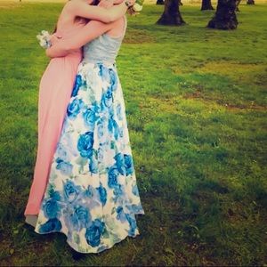 Mint condition, 2 piece floral and lace prom dress